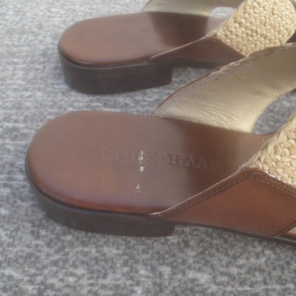SOLD Cole Haan Sandals with two horizontal jute like straps size 8B - Picture 5 of 8